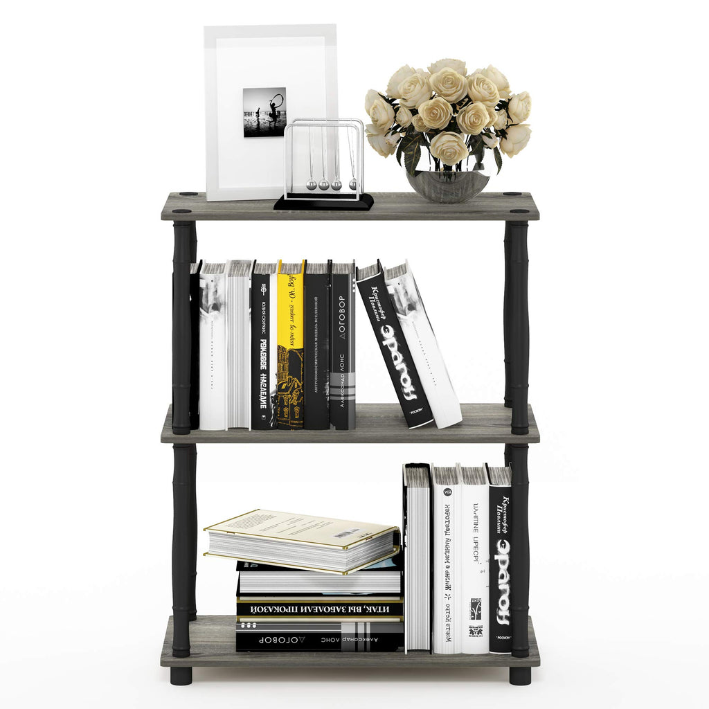Furinno 18029GYW/BK Turn-N-Tube 3-Tier Compact Multipurpose Shelf Display Rack, Classic, French Oak Grey/Black, 3-Tier Classic Tubes