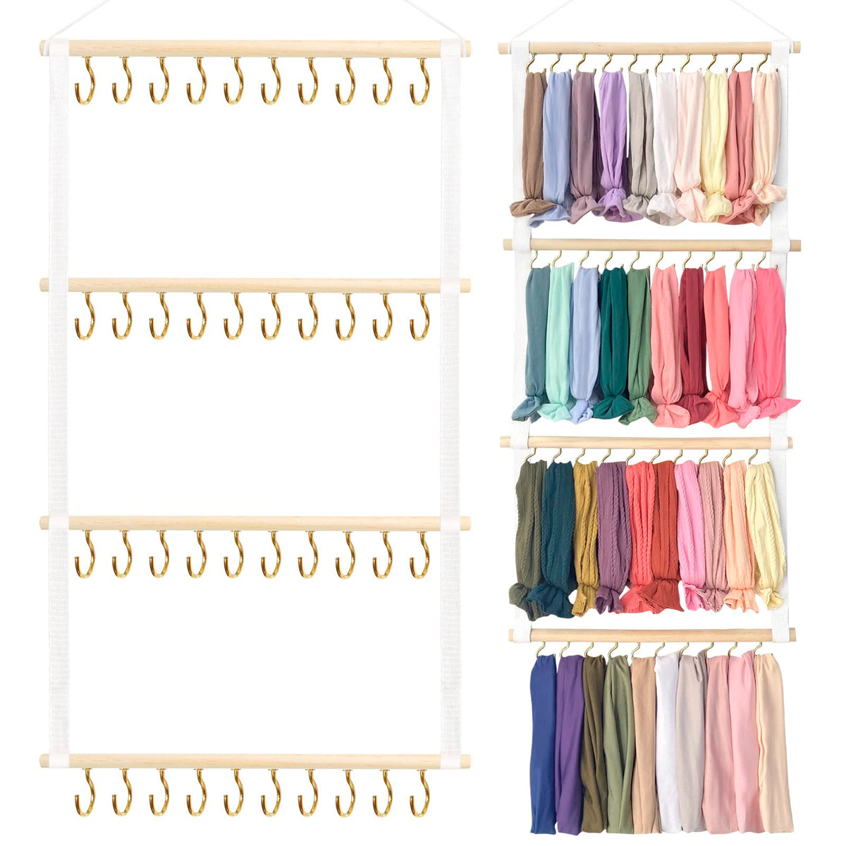 OAOLEER Baby Headband Holder Jewelry Organizer for Girls, 40 Hooks Baby Nylon Bows Hair Accessories Organizer Storage Wall Hangi