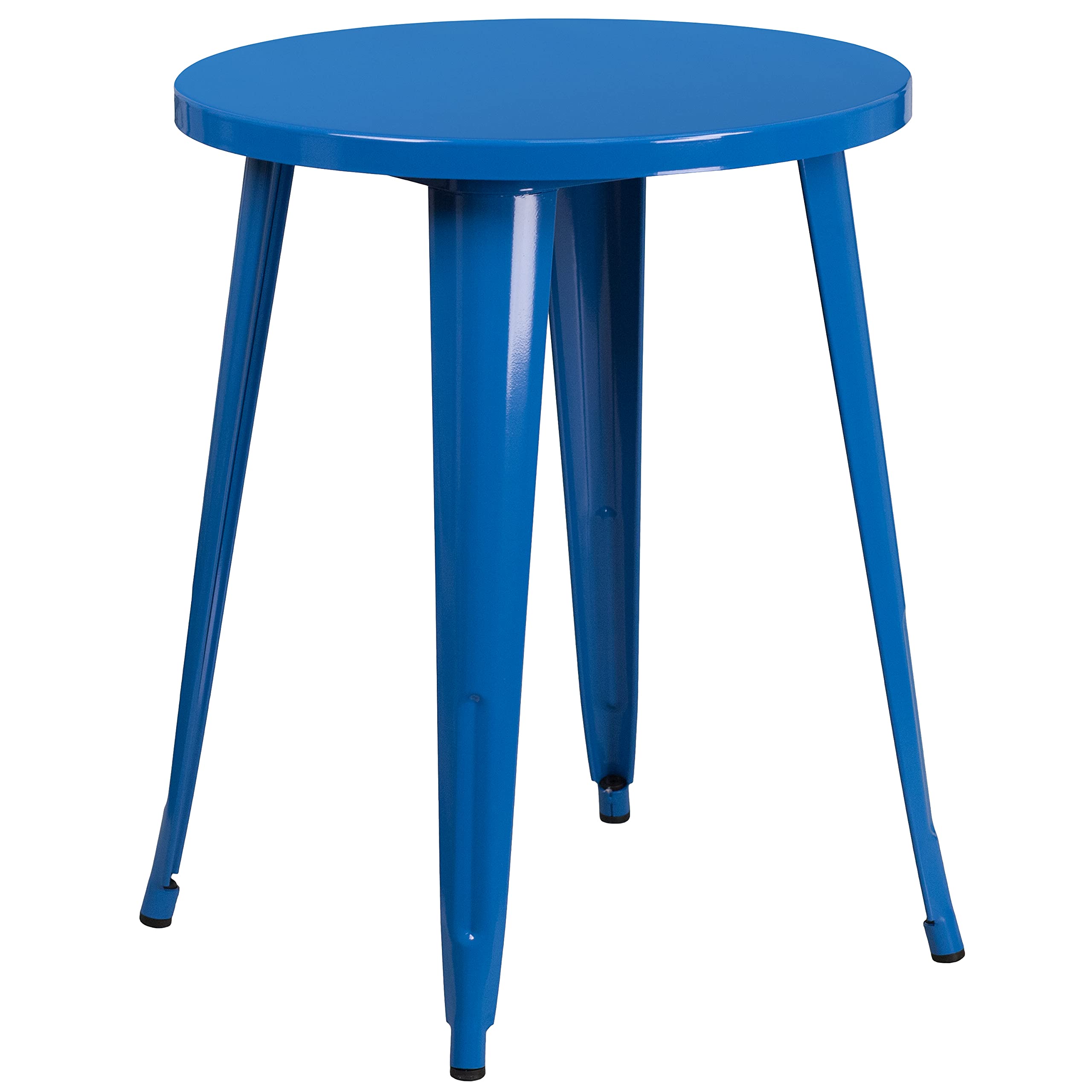 Flash Furniture Commercial Grade 24&quot; Round Blue Metal Indoor-Outdoor Table Set With 2 Cafe Chairs