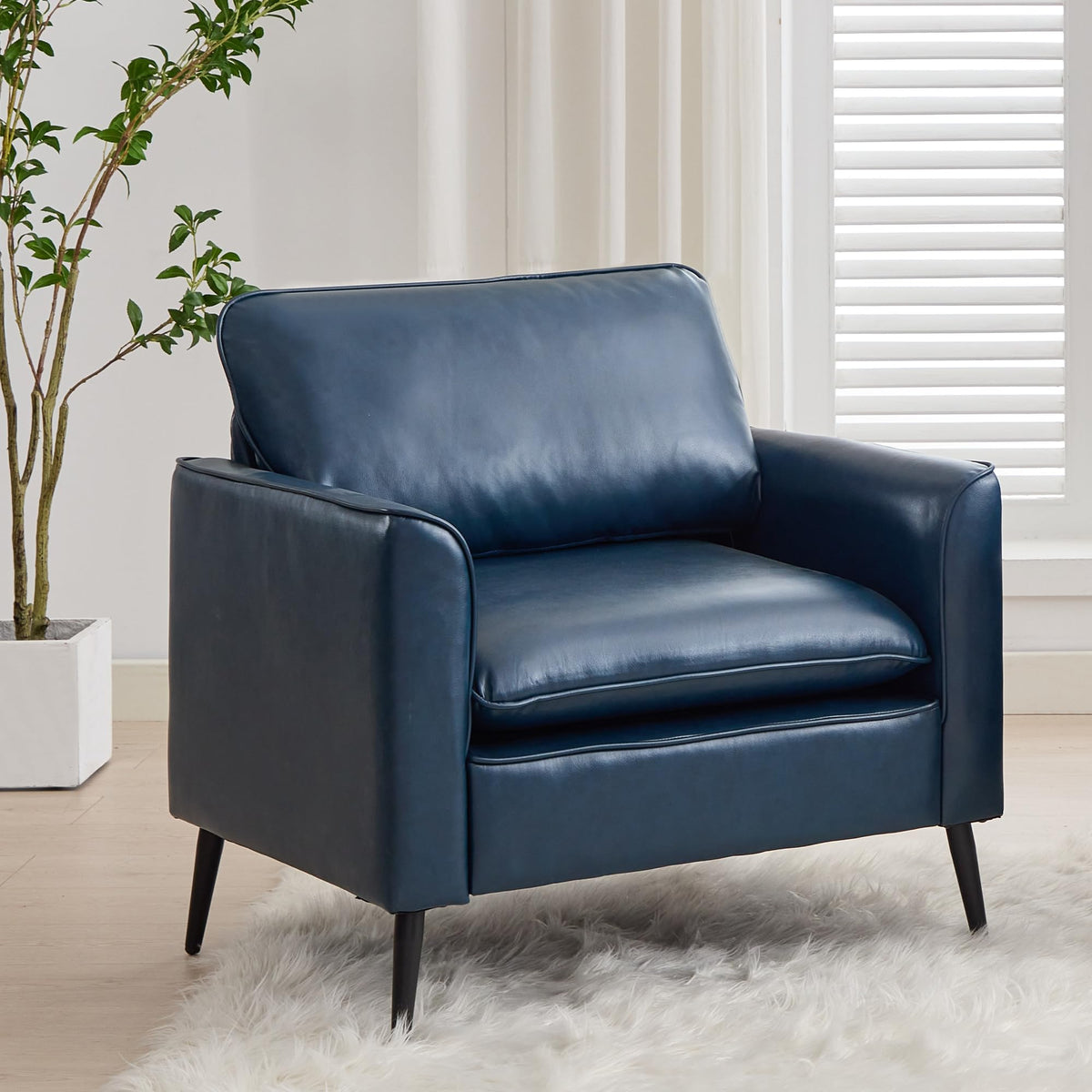 Tyboatle Accent Chairs Set Of 2, Faux Leather Chairs, Mid Century Modern Comfy Living Room Chairs, Cozy Office Reading Chair, Re