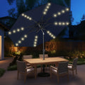 Homshade 9Ft Solar Patio Umbrella - Solar Lights Led Lighted Outdoor Market Table Umbrella, Upf50+ Uv Protection With Push Butto
