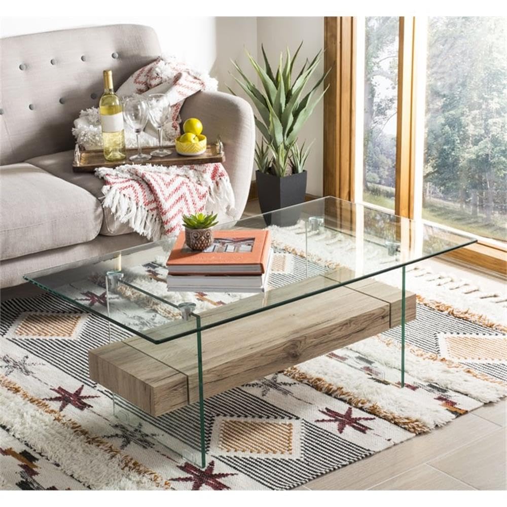 Safavieh Home Kayley Natural And Glass Coffee Table