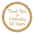 White And Gold 50 Years Thank You Stickers - 1.75 In - 40 Labels