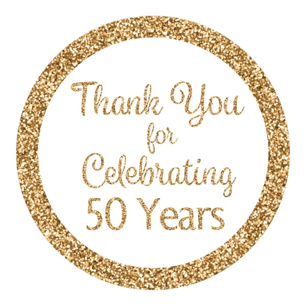 White And Gold 50 Years Thank You Stickers - 1.75 In - 40 Labels