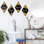 Qunclay Sunflower Bathroom Wall Decor - Rustic Signs for Home, Kitchen, Laundry, Spa - Black, Yellow, White - Model WV-Qunclay-5203