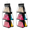 Han Sheng Non Woven 2 Pcs 6 Pockets Hanging Purse Handbag Organizer Clear Shelf Bag Collection Storage Holder Wardrobe Closet Sp