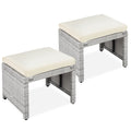 Best Choice Products Set Of 2 Wicker Ottomans, Multipurpose Outdoor Furniture For Patio, Backyard, Additional Seating, Footrest, Side Table W/Removable Cushions, Steel Frame - Gray/Cream