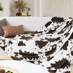 Brown Cow Print Blanket Plush Flannel Fleece Throw Blanket Soft Warm Lightweight Throws And Blankets For Father Mother Dad Mom D