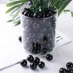 Domestar 1Lb Glass Marbles Bulk, Round Glass Marbles 0.63 Inch Vase Fillers Black Glass Beads For Marble Runs Home Decor