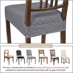 Searchi Stretch Dining Chair Seat Covers Set Of 6, Soft Removable Washable Seat Covers For Dining Chairs, Dining Room Seat Cover Slipcover Protector (Rear-Covered, Grey Diamond Jacquard)