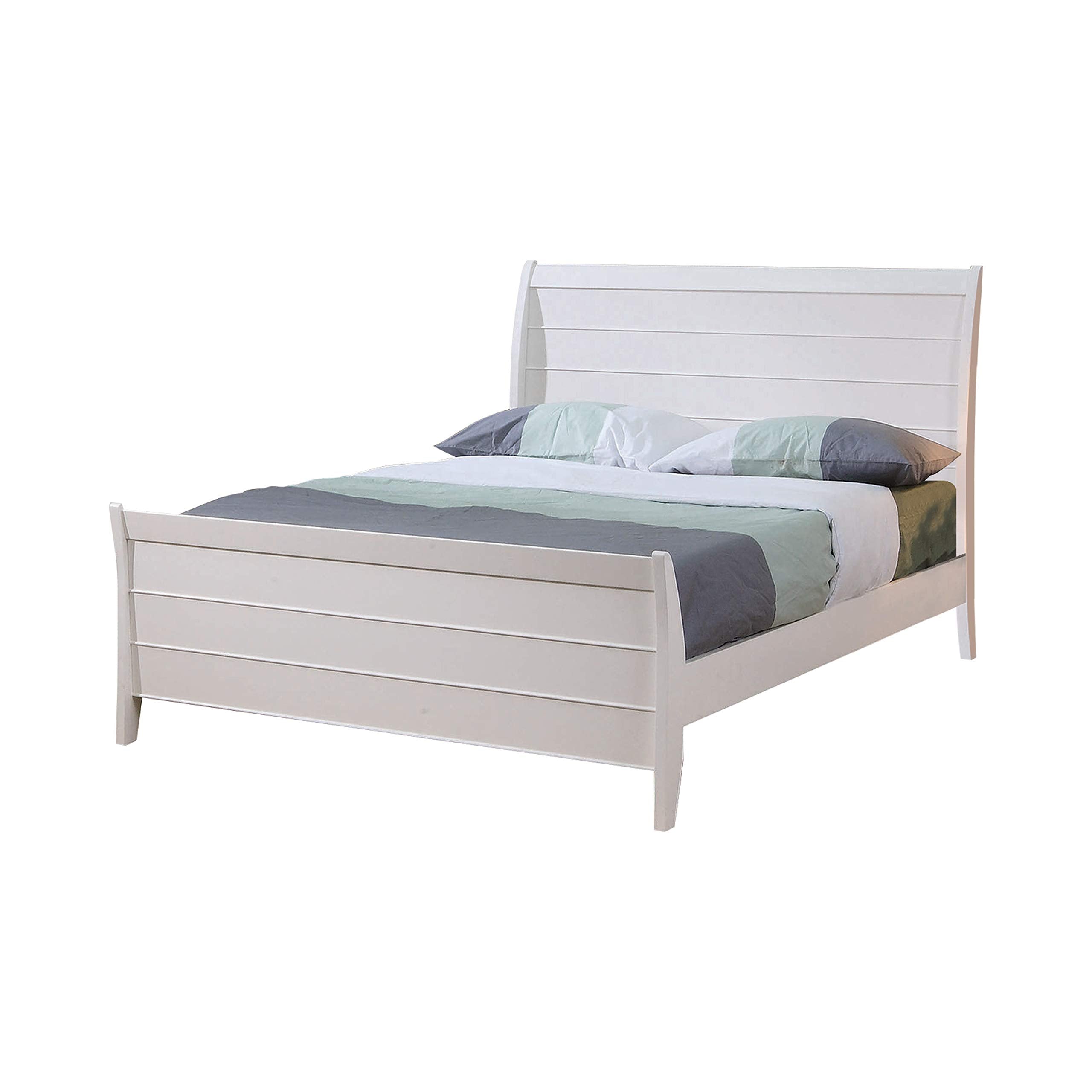 Selena Full Sleigh Platform Bed White