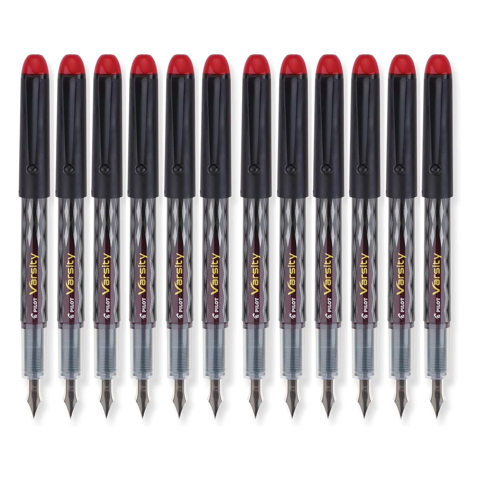 Pilot Varsity Disposable Fountain Pens, Red Ink, Dozen Box