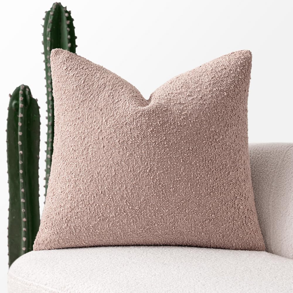 Miulee Textured Boucle Throw Pillow Cover Pink Accent Solid Lumbar Spring Pillow Case Decorative Soft Pack Of 1 Couch Cushion Ch