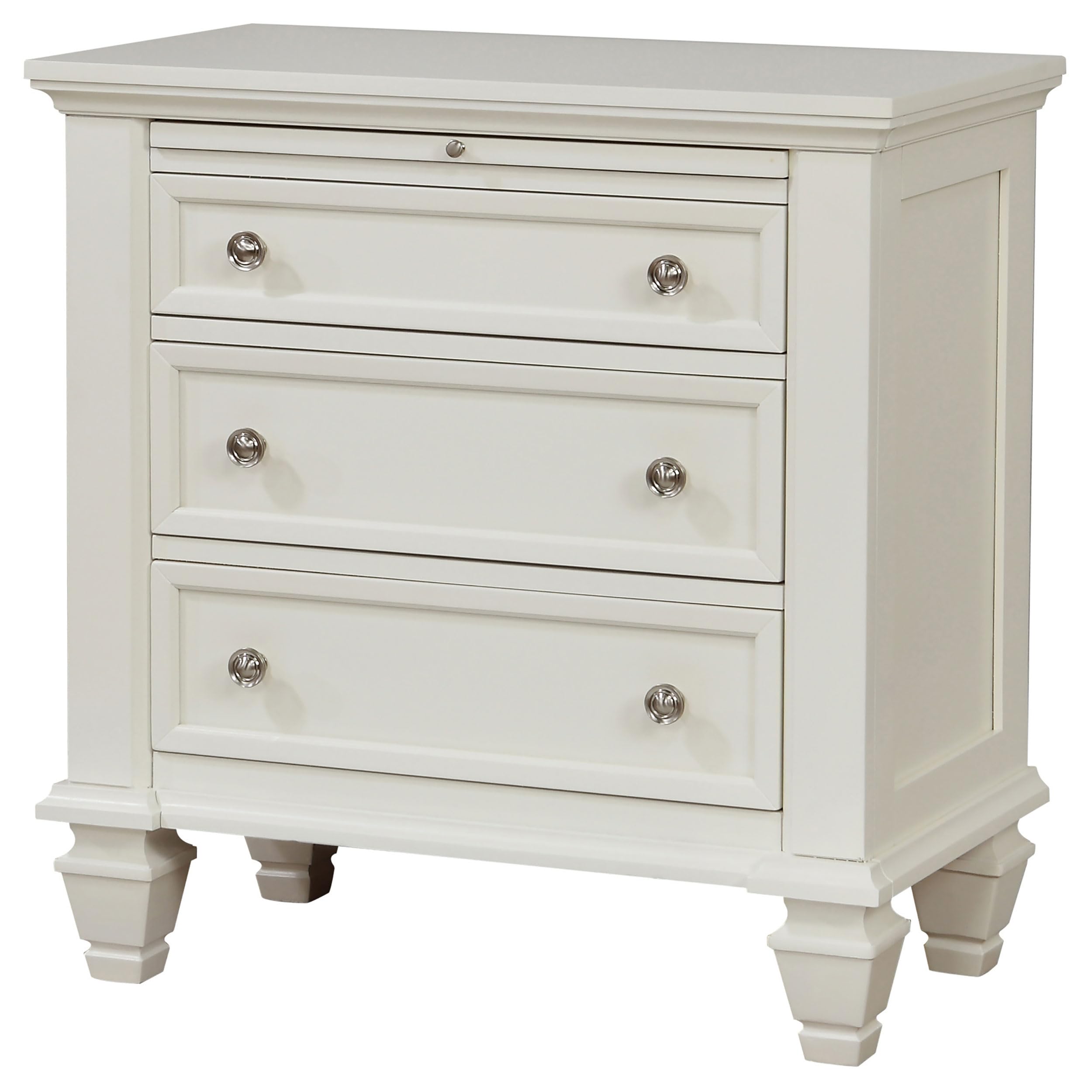 Coaster Home Furnishings Sandy Beach Coastal Wood 3-Drawer Bedroom Nightstand Bedside Table Organizer Unit Cream White 201302
