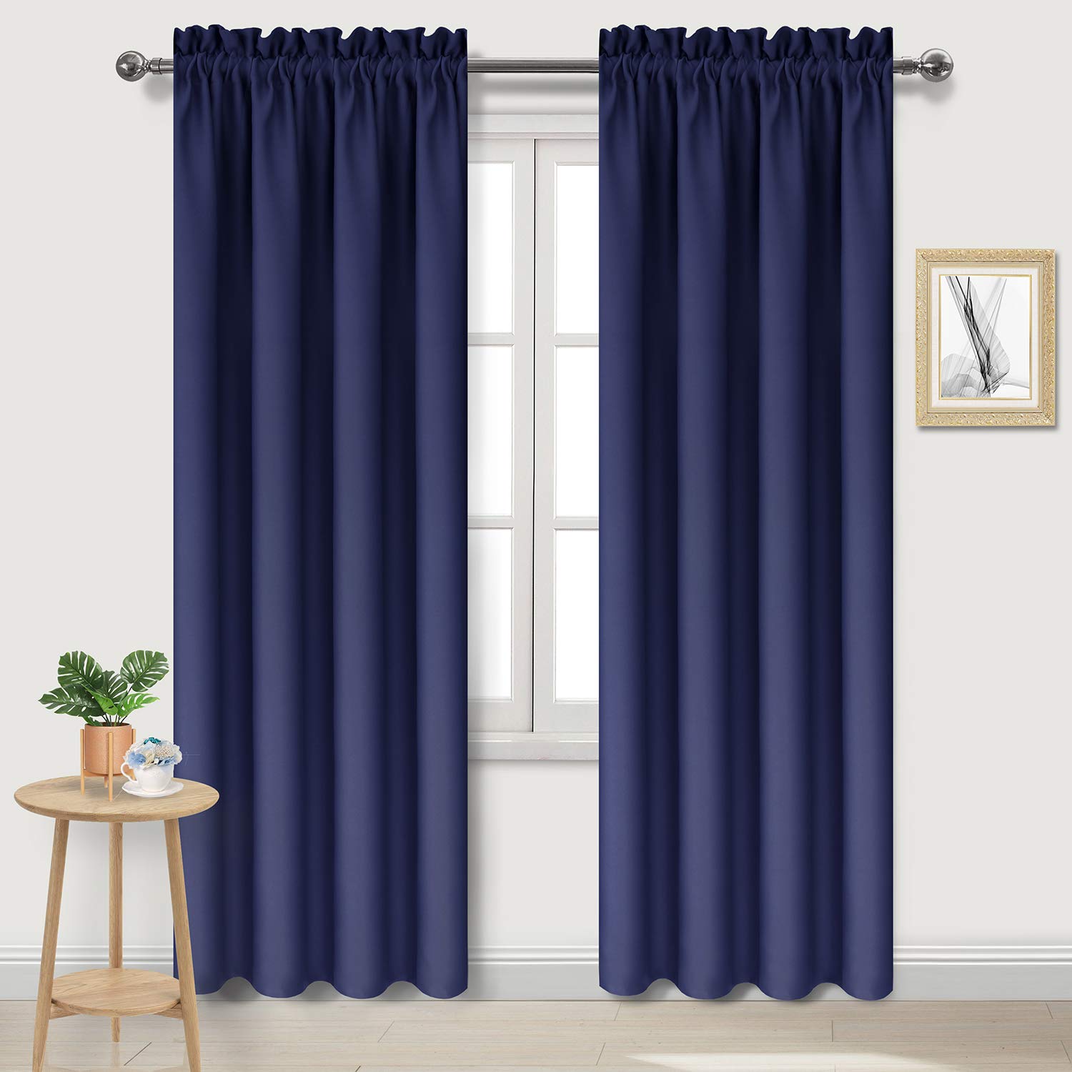 Dwcn Blackout Curtains For Bedroom - Thermal Insulated Energy Saving Drapes For Living Room, Navy Blue, W 38 X L 84 Inch, Set Of