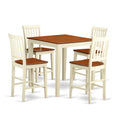 East West Furniture VERN5-WHI-W 5 Piece Kitchen Counter Set Includes a Square Dining Table and 4 Dining Room Chairs, 36x36 Inch, Buttermilk & Cherry