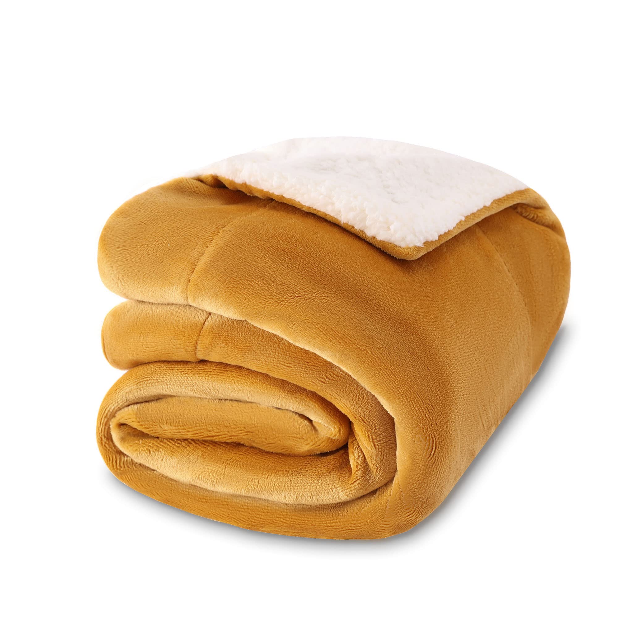 Nanpiper Baby Sherpa Blanket,Warm Toddler Throw Blanket,Soft Newborn Fleece Blanket For Winter(Ginger Yellow,30X40 Inches)