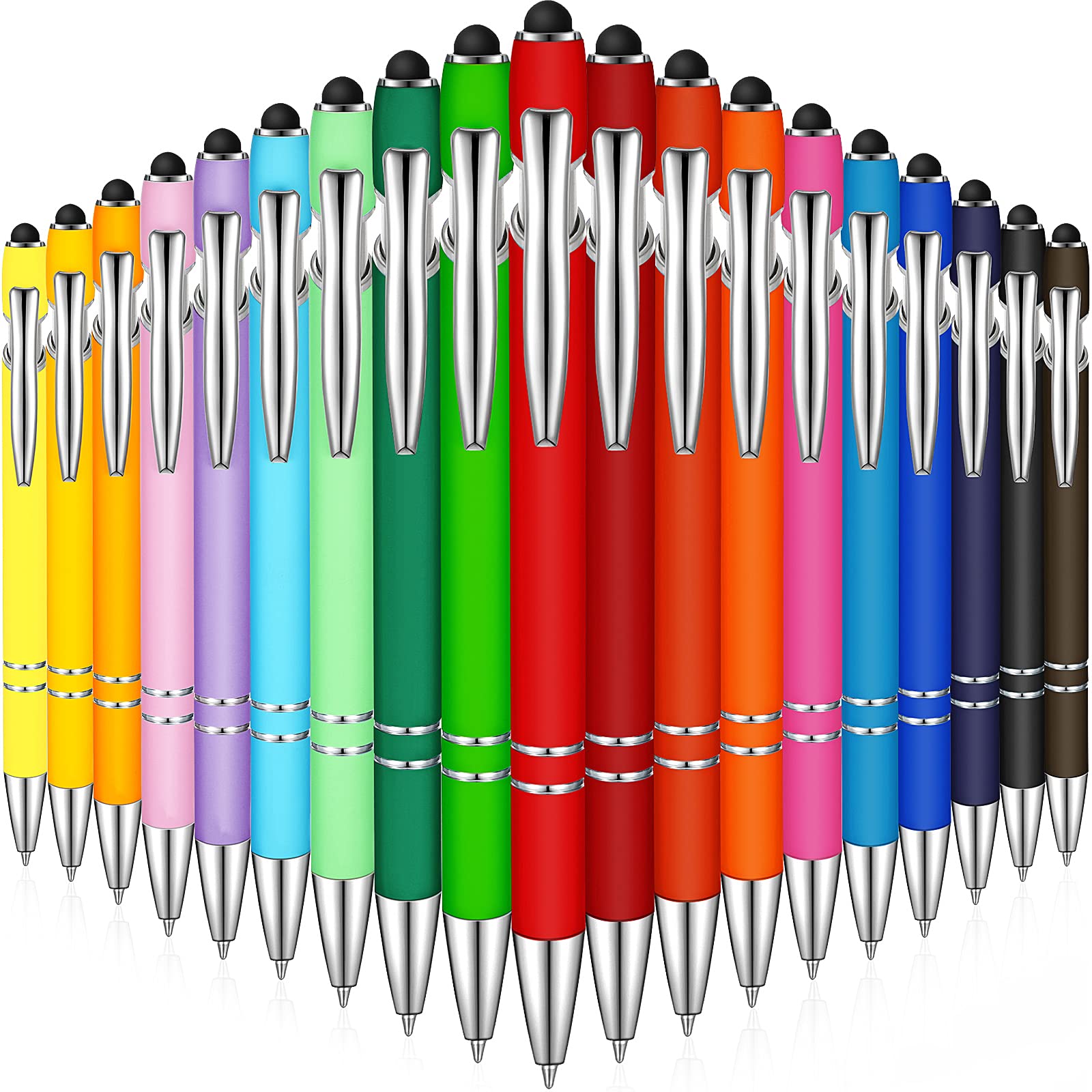 Zonon 38 Pieces Rubberized Ballpoint Pen With Stylus Tip Stylish Metal Pen Capactive Styli Pen With Soft Rubberized Grip, Black