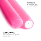 Candwax 12 Inch Taper Candles Set Of 12 - Dripless And Smokeless Candle Unscented - Slow Burning Candle Sticks - Pink Candles