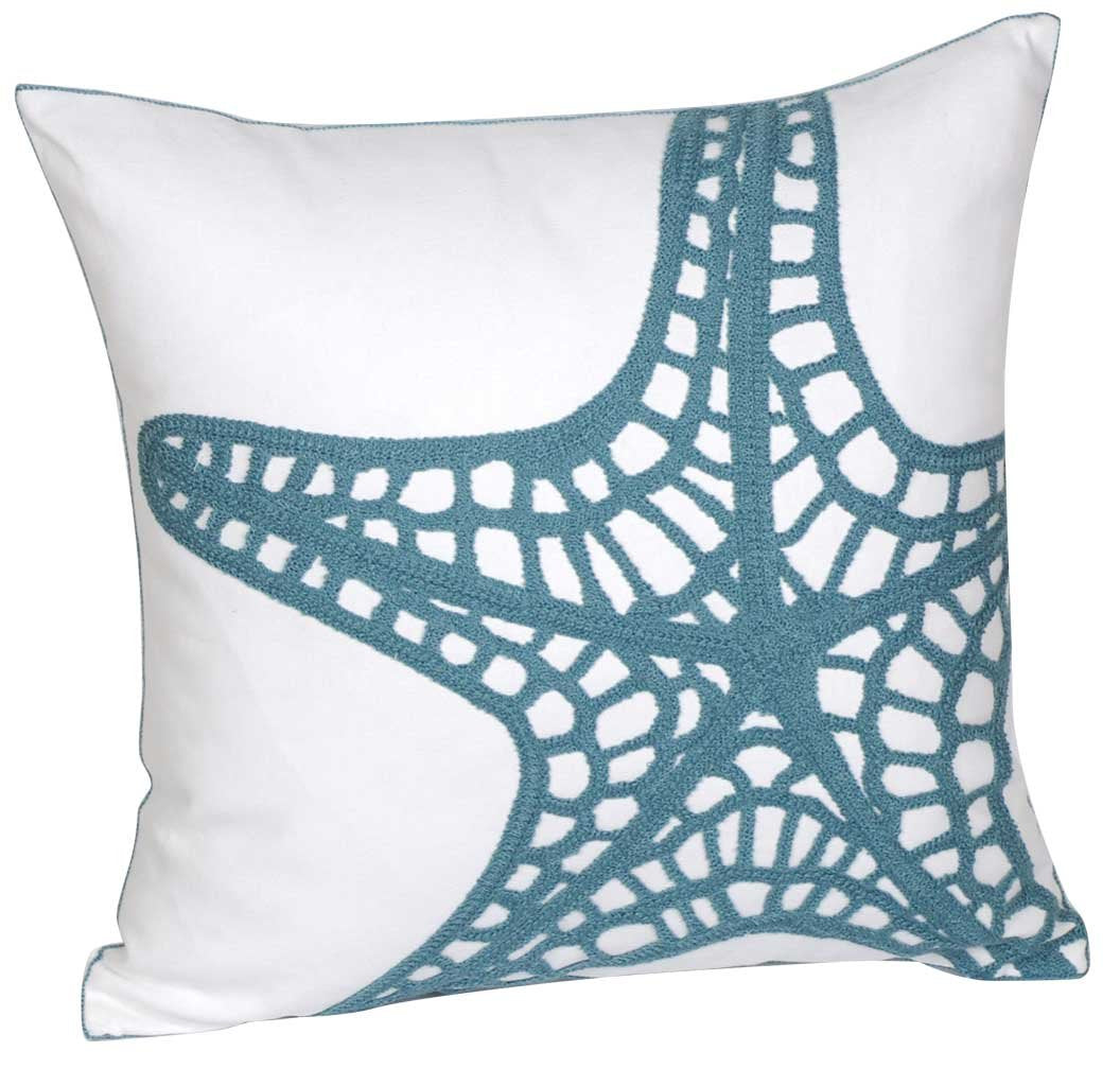 Decopow Embroidered Nautical Decor Pillow Cover,Square 18 Inches Decorative Canvas Pillow Cover For Nautical Style Deco By (Seag