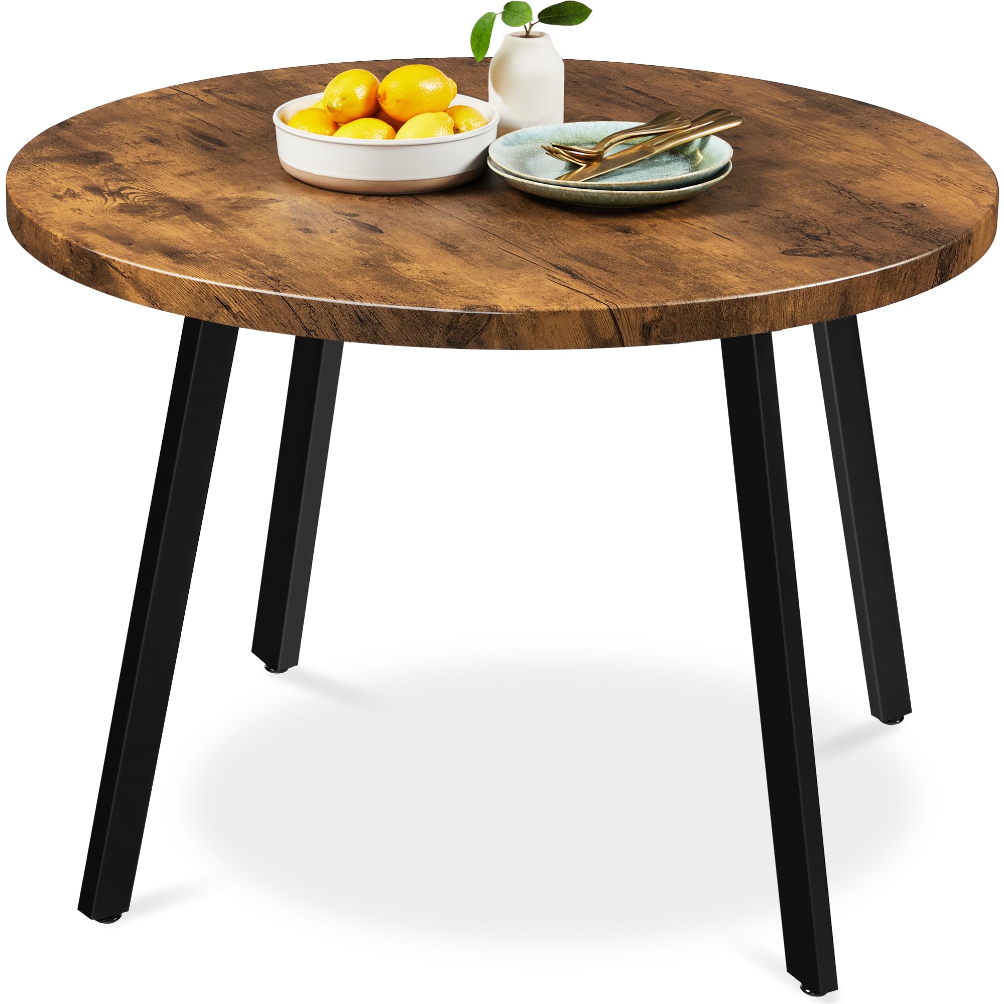Best Choice Products Round Mid-Century Modern 35.5in Dining Table, Space-Saving Dinette for Home, Kitchen, Apartment w/Steel Leg