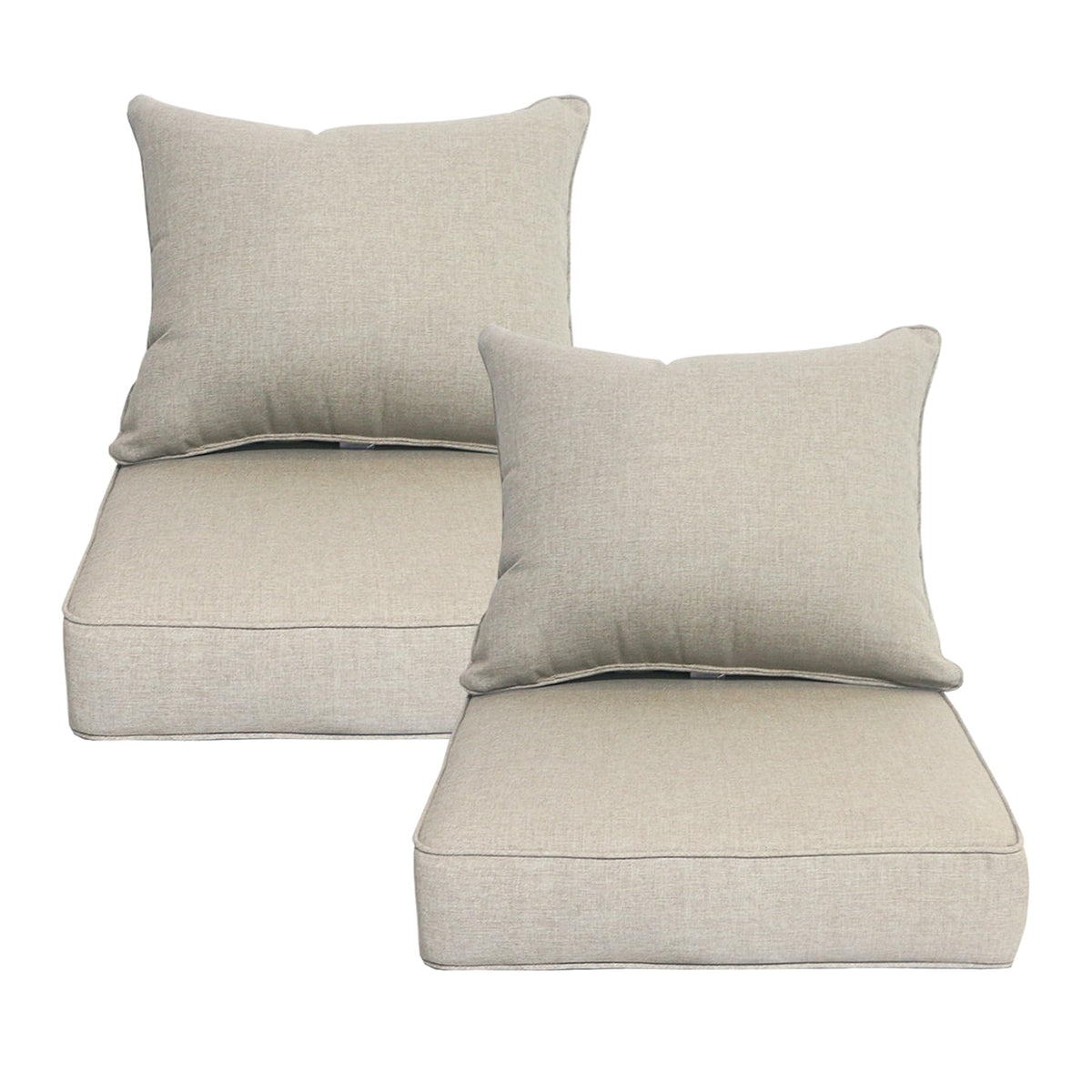Cozyvida Outdoor/Indoor 22X24 Inch Deep Seat Patio Cushions Set Of 2 Resilient Foam Filling Water Repellent Stain-Resistant Uv R