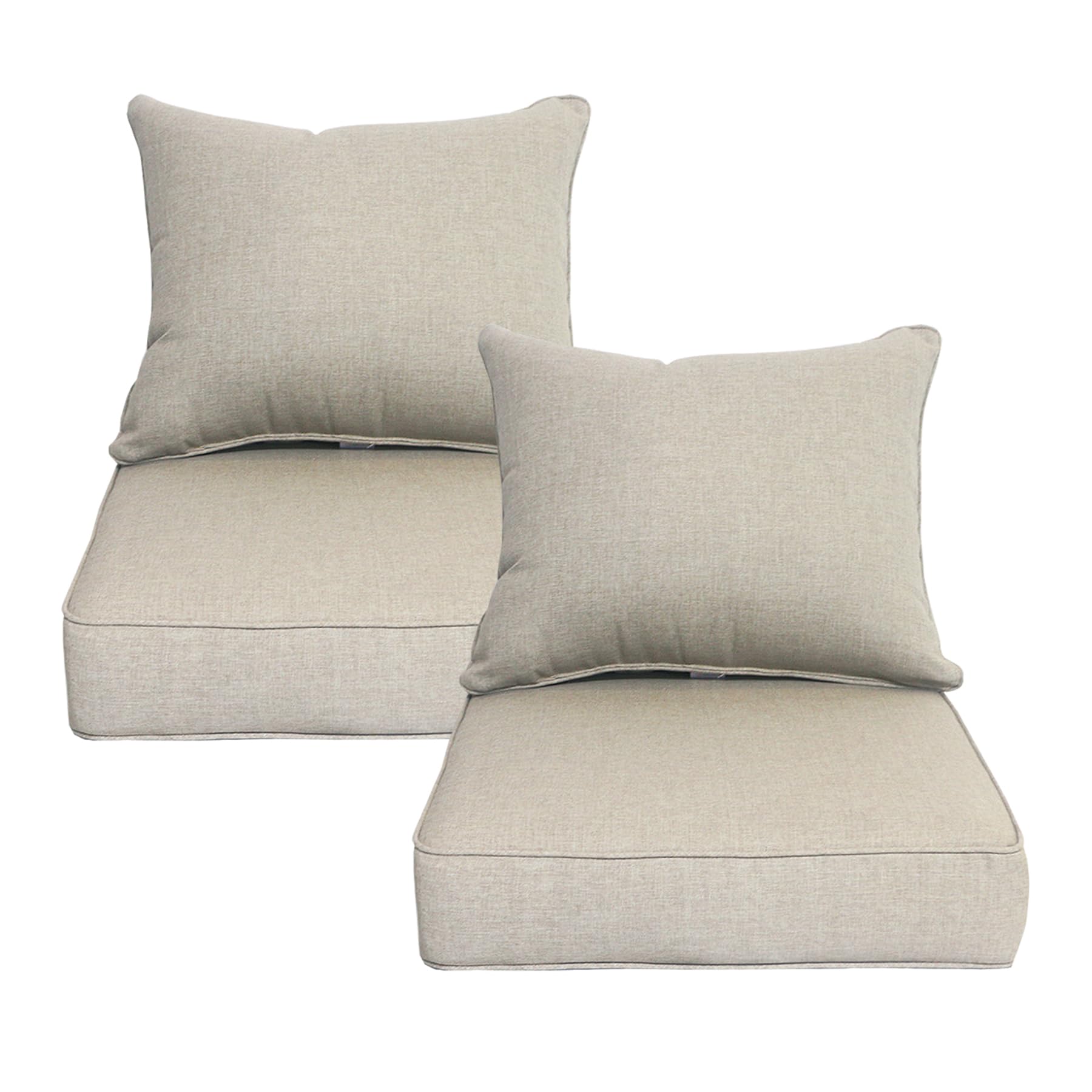Cozyvida Outdoor/Indoor 22X24 Inch Deep Seat Patio Cushions Set Of 2 Resilient Foam Filling Water Repellent Stain-Resistant Uv R
