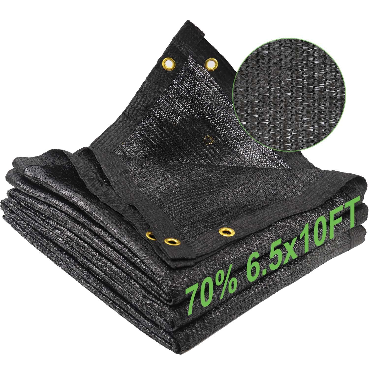 Mklsit Shade Cloth For Garden, 70% 6.5 X 10 Ft Black Mesh Tarp With Reinforced Grommets, Sun Shade Net Greenhouse Shade Cloth Fo
