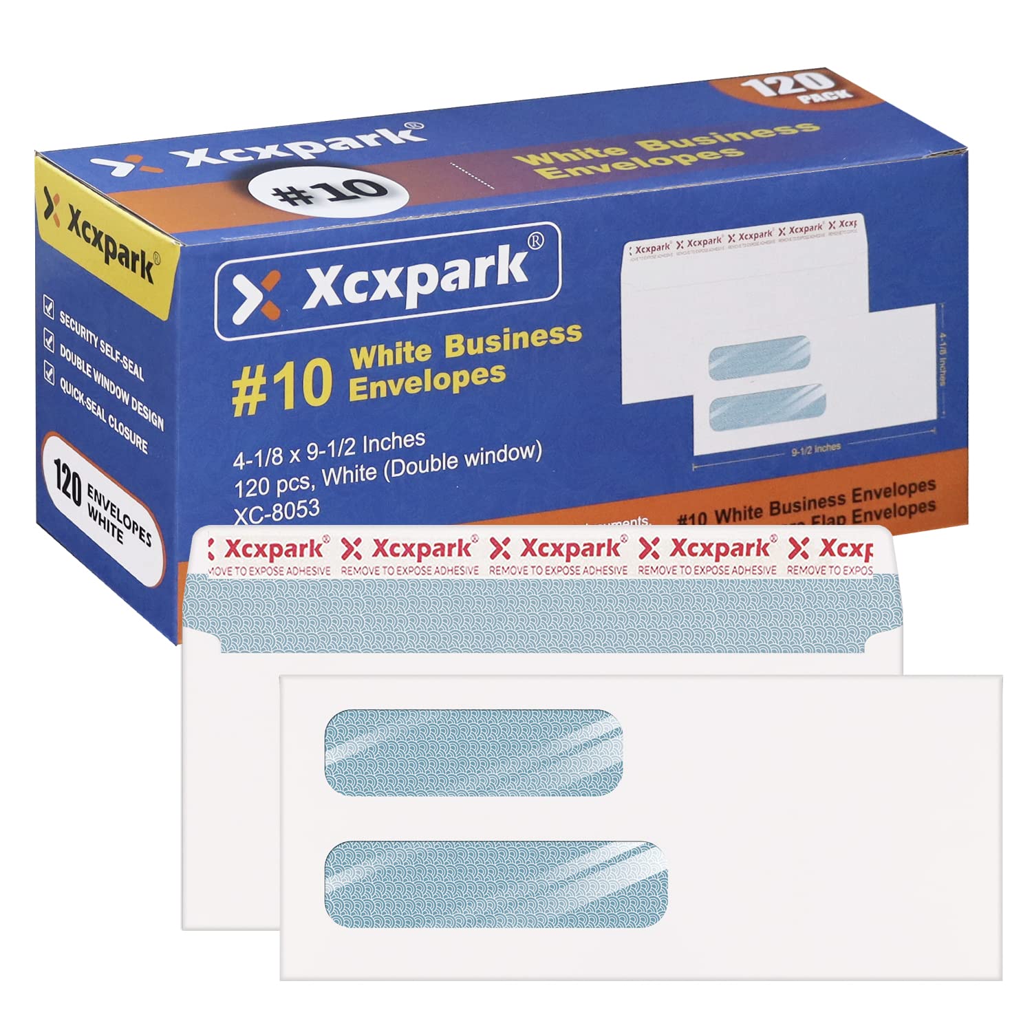 Xxcxpark 120 Pcs #10 Double Window White Security Envelopes For Quickbooks Invoices, Most Statements And Documents Self Seal Kra