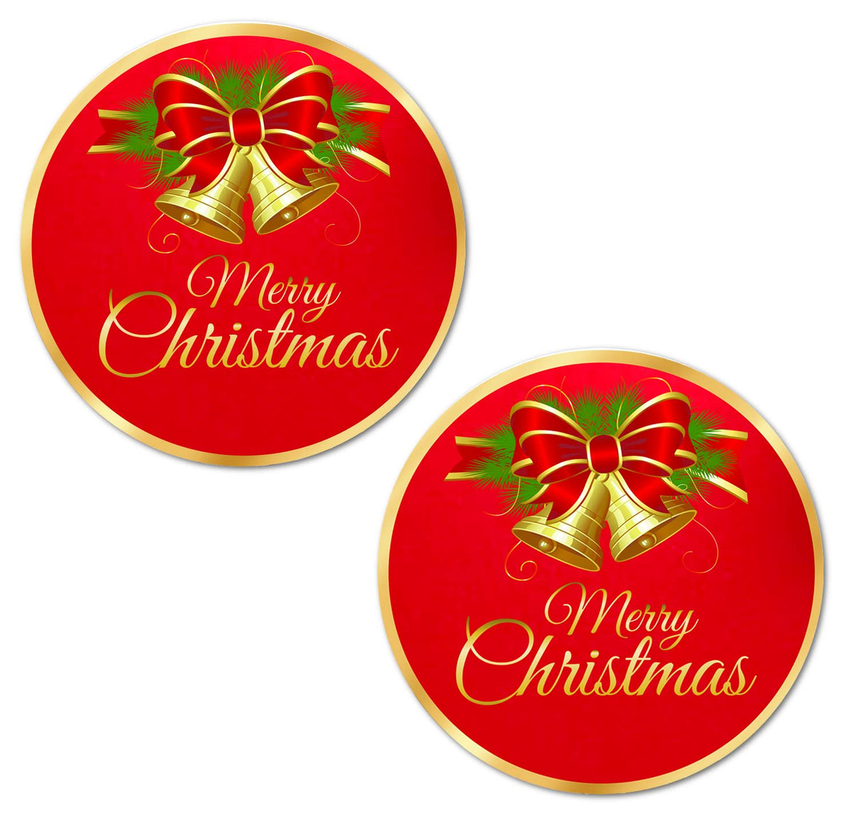 40 Merry Christmas Stickers, 2 Inch Big Round Glossy Labels, Great For Holiday Season Gifts, Gift Bag, Cards, Envelopes, Boxes,