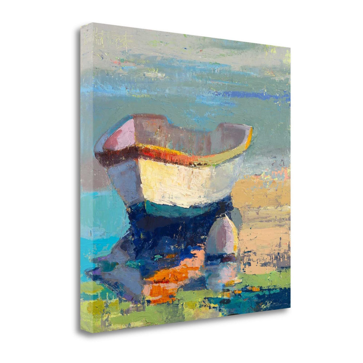 35' Artistic Rowboat on a Lake Gallery Wrap Canvas Wall Art