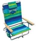 Tommy Bahama 5-Position Classic Lay Flat Folding Backpack Beach Chair, Blue and Green Stripe , 23 x 25.25 x 31.5