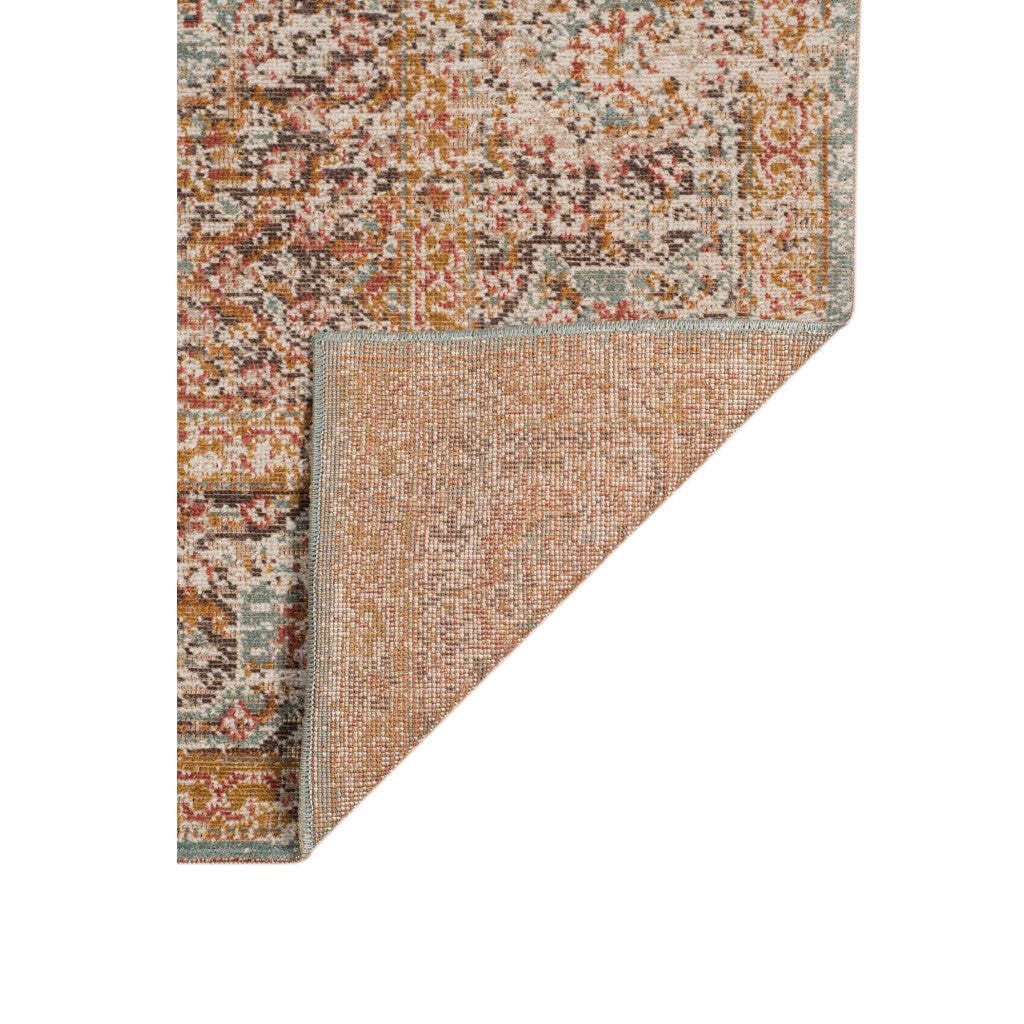 HomeRoots 532133 9 x 12 ft. Sea Green Medallion Traditional Power Loomed Rectangle Area Rug with Fringe