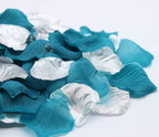 900Pcs Teal Silver White Silk Rose Petals Turquoise Aqua Artificial Flower Petals For Wedding Party Table Confetti Aisle Runner