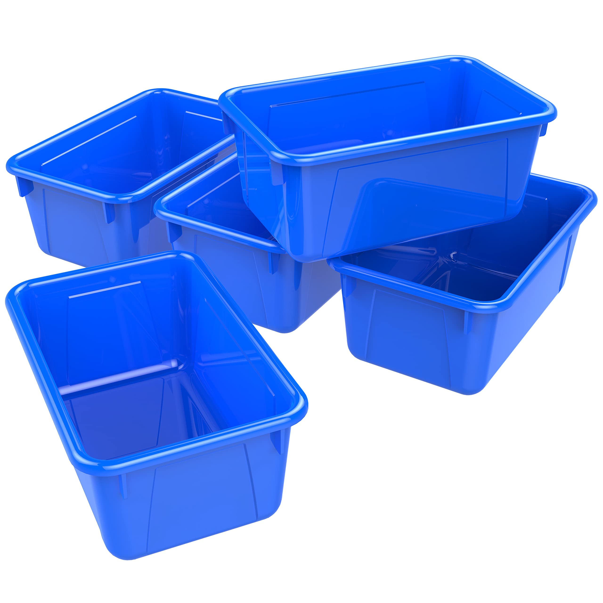 Storex Small Cubby Bins - Plastic Storage Containers For Classroom, 12.2 X 7.8 X 5.1 Inches, Class Blue, 5-Pack (62416A05C)