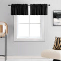 DONREN 16 Inches Long Black Valances for Windows - 2 Panels Blackout Theme Insulated Valances for Basement,52 Inches Wide Kitche