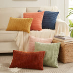 Fancy Homi 2 Packs Dusty Blue Lumbar Decorative Throw Pillow Covers 12X20 Inch For Living Room Couch Bedroom, Soft Corduroy Rect
