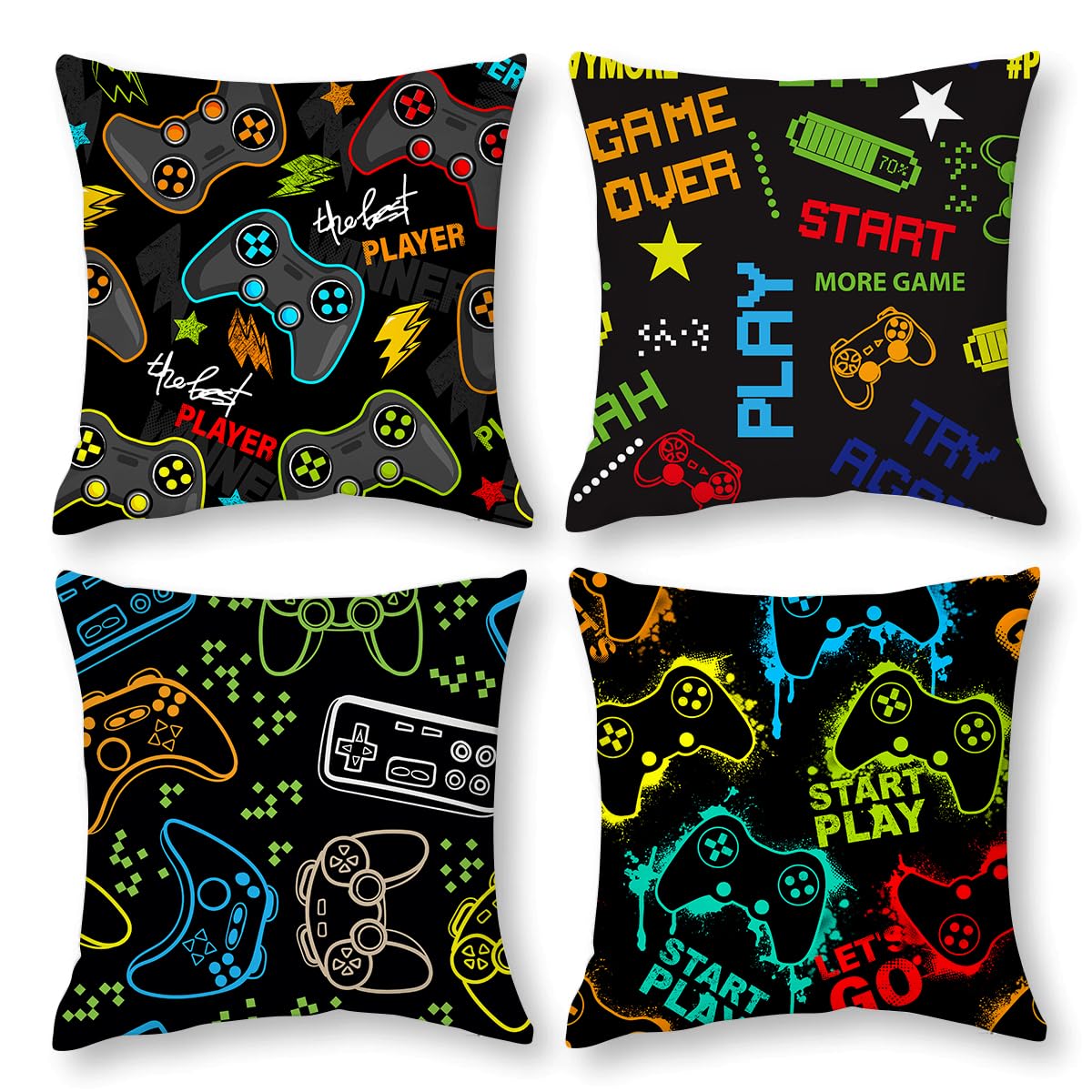 Gamer Room Decor For Boys,Gaming Room Decoration For Teen Boy,Game Room Accessories And Decor,Gamer Pillow Covers 18'X18' Set