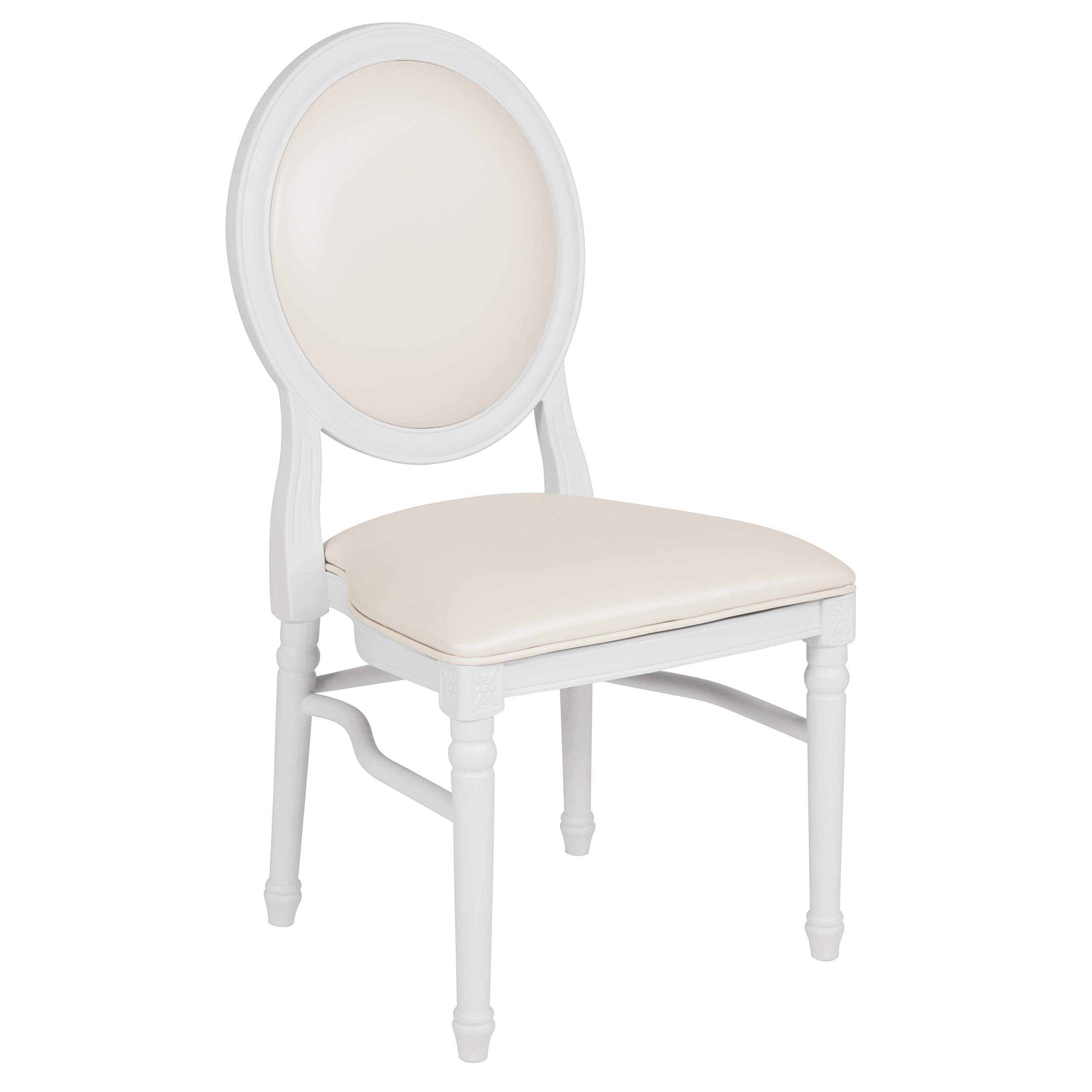 Flash Furniture Hercules Series 900 Lb. Capacity King Louis Chair With White Vinyl Back And Seat And White Frame