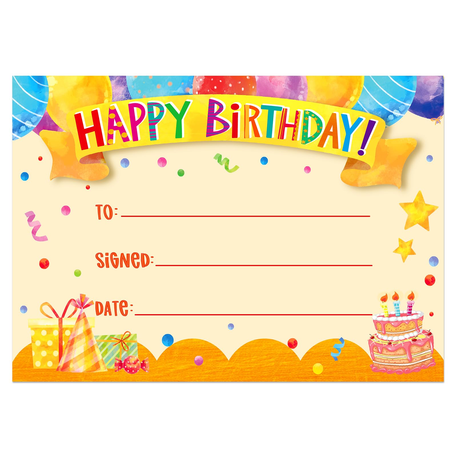 Whatsign 30Pcs Happy Birthday Award Certificates Gifts For Students From Teacher Birthday Cupcakes Award Certificate For Kids Cl