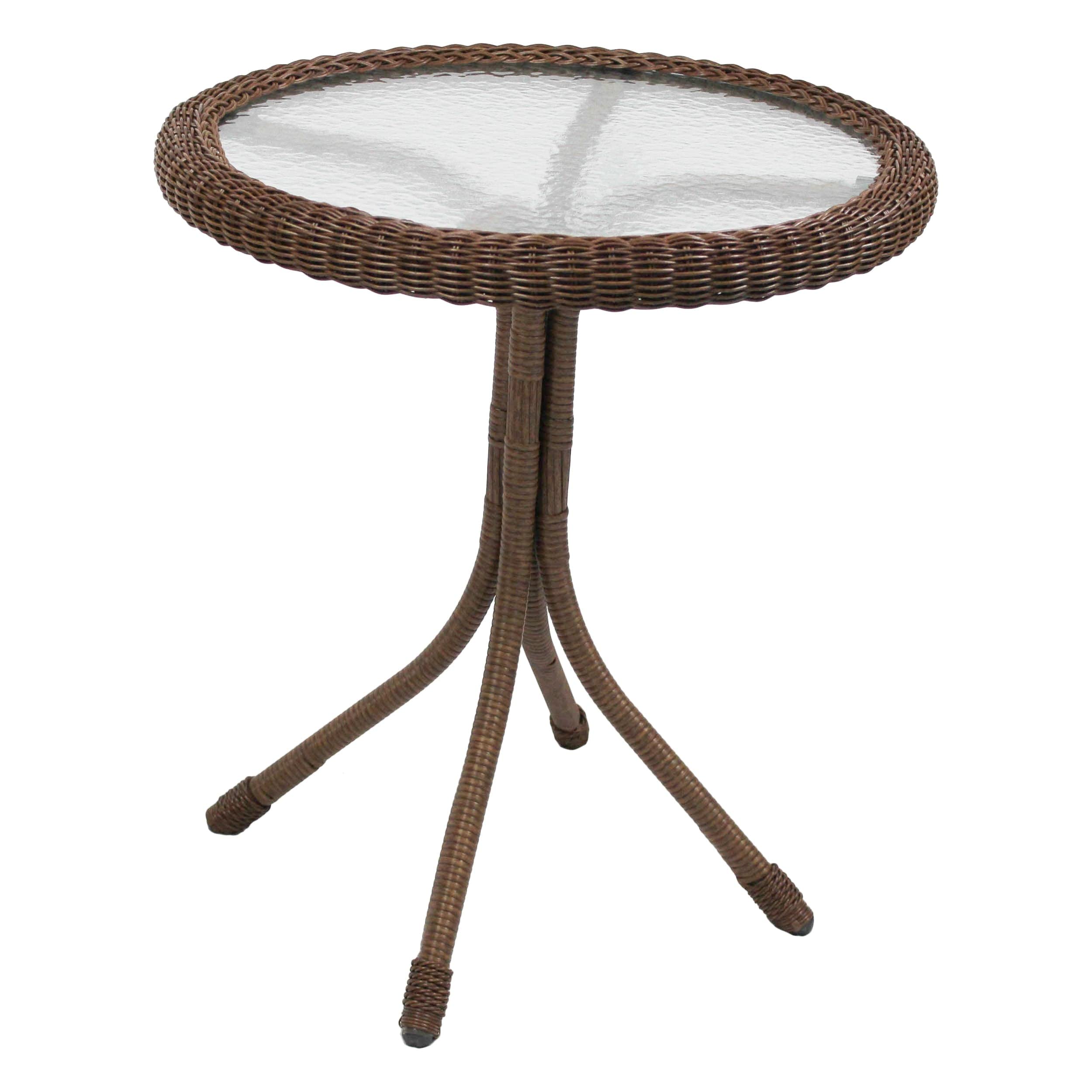 International Caravan Furniture Piece Outdoor Resin Wicker And Glass-Top Bistro Table