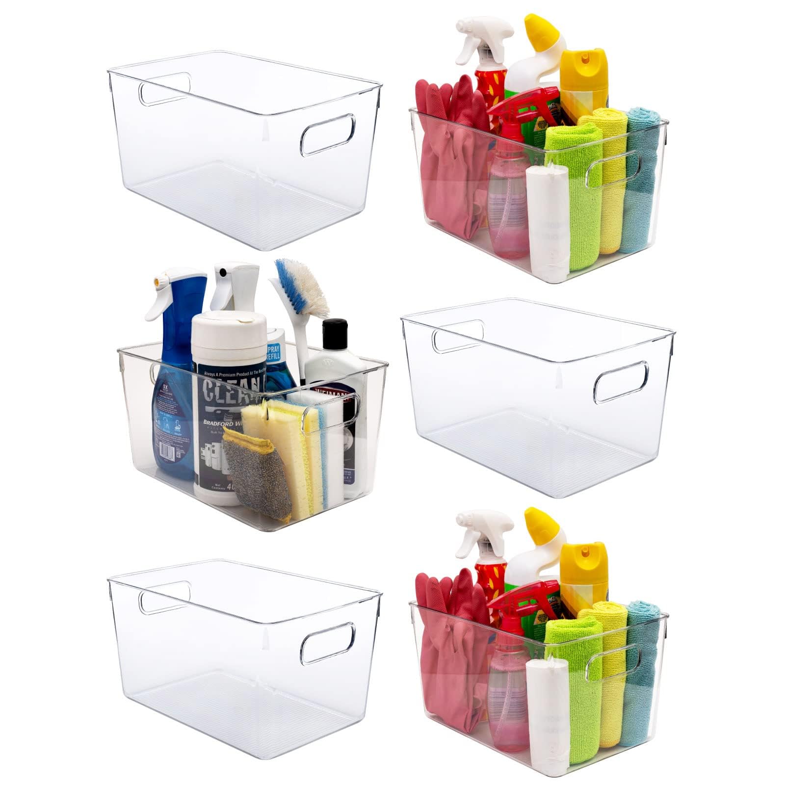 Clear Plastic Storage Bins, Perfect For Kitchen Organization Or Pantry Organization And Storage, Laundry Room, Fridge, Freezer O