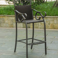 International Caravan 608221 Wicker Resin Patio Bar Stool In Chocolate, Set Of 2, Brown