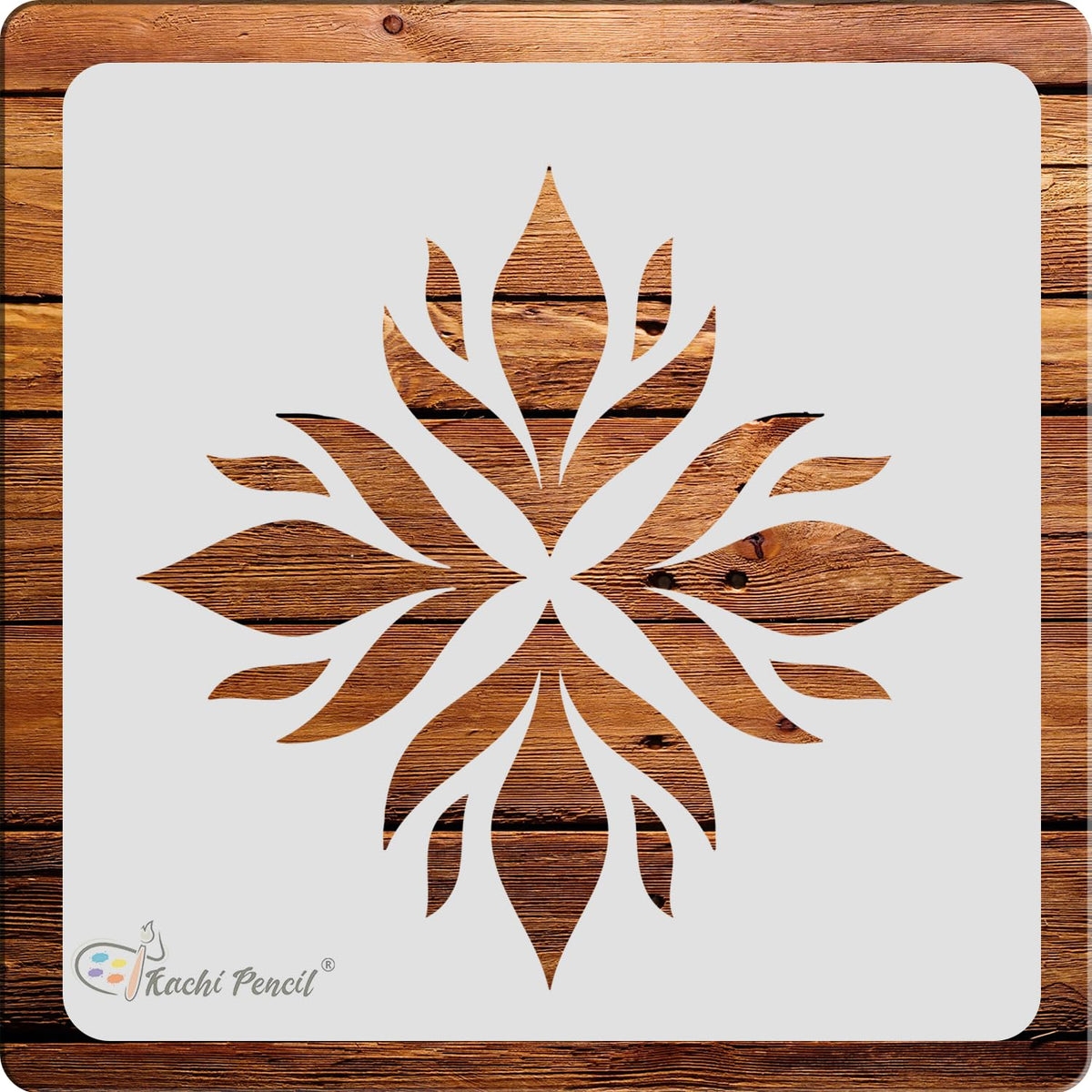 Kachi Pencil Floral Mandala Design Round Stencils for Art and Craft Painting, Size 6 x 6 inch Reusable Stencil for Painting, Fab