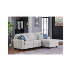 Lilola Home Leo Light Gray Linen 3Pc Sectional Sofa Chaise