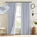 Miulee Chambray Blue Pinch Pleated 100% Blackout Linen Curtains For Bedroom, Room Darkening Light Blocking Window Curtain 84 Inc