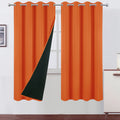 LEMOMO 100% Blackout Curtains 52 x 72 Inch/Orange Curtains 2 Panels with Black Lining Room Darkening Thermal Insulated Bedroom C