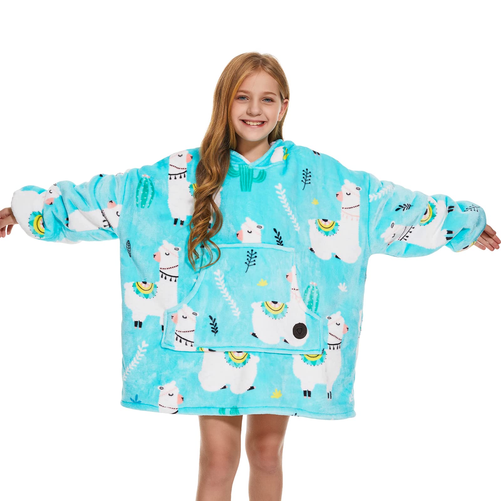 Three Poodle Wearable Blanket Hoodie, Glow In The Dark Oversized Hoodie Blanket, Sherpa Hooded Blanket Sweatshirt For Adults Wom