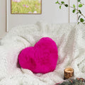 Yrxrus Heart Shaped Pillow, Cute Love Heart Pillow, Small Rose Pink Heart Pillows Gifts, Faux Rabbit Fur Love Coquette Room Deco