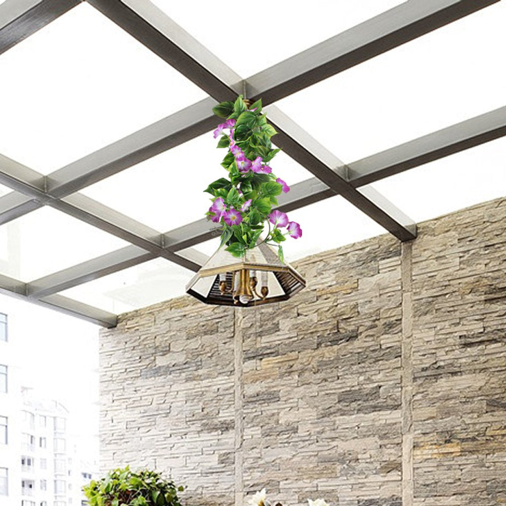 Gtidea Artificial Vines, 2Pcs 15Feet Morning Glory Hanging Plants Silk Garland Fake Green Plant Home Garden Wall Fence Stairway